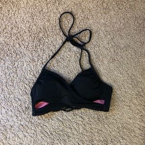 Pink criss-cross swim top